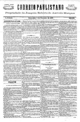 Correio paulistano [jornal], [s/n]. São Paulo-SP, 05 fev. 1878.