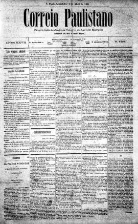 Correio paulistano [jornal], [s/n]. São Paulo-SP, 01 abr. 1881.