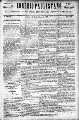 Correio paulistano [jornal], [s/n]. São Paulo-SP, 26 out. 1878.