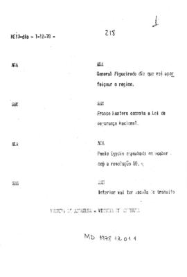 TV Tupi [emissora]. Meio Dia [programa]. Roteiro [televisivo], 01 dez. 1978.