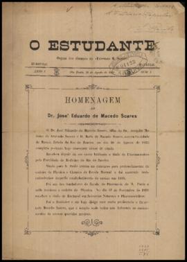 O Estudante [jornal], a. 1, n. 1. São Paulo-SP, 26 ago. 1903.