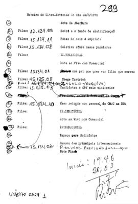 TV Tupi [emissora]. Ultra Notícias [programa]. Roteiro [televisivo], 24 mar. 1970.