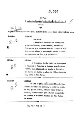 TV Tupi [emissora]. Ultra Notícias [programa]. Roteiro [televisivo], 10 ago. 1971.