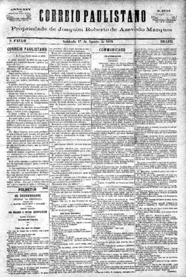 Correio paulistano [jornal], [s/n]. São Paulo-SP, 17 ago. 1878.