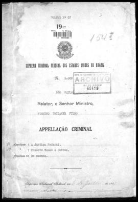 Processo... [apelação criminal], nª 1009/1927. [São Paulo-SP?], 1927. v. 57