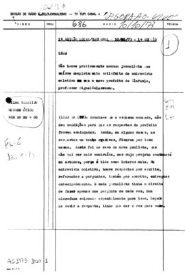 TV Tupi [emissora]. Agora [programa]. Roteiro [televisivo], 10 out. 1973.