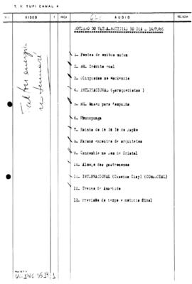 TV Tupi [emissora]. Ultra Notícias [programa]. Roteiro [televisivo], 14 mai. 1966.
