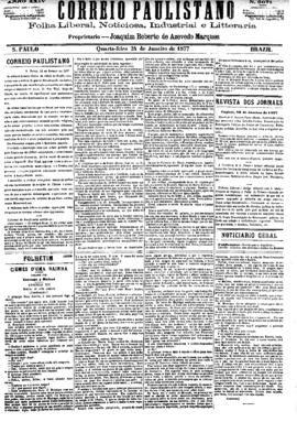 Correio paulistano [jornal], [s/n]. São Paulo-SP, 24 jan. 1877.