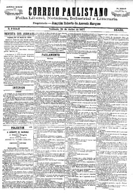 Correio paulistano [jornal], [s/n]. São Paulo-SP, 28 jul. 1877.