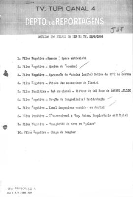TV Tupi [emissora]. Diário de São Paulo na T.V. [programa]. Roteiro [televisivo], 22 set. 1964.
