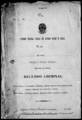 Processo... [apelação criminal], nª 1009/1927. [São Paulo-SP?], 1927. v. 62