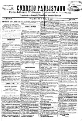 Correio paulistano [jornal], [s/n]. São Paulo-SP, 31 jul. 1877.