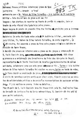 TV Tupi [emissora]. Dossiê subsidiário [programa não identificado], 16 mar. 1979.