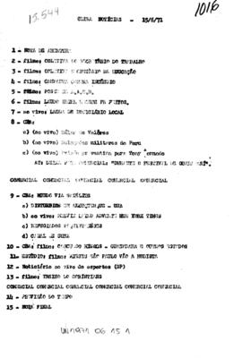 TV Tupi [emissora]. Ultra Notícias [programa]. Roteiro [televisivo], 15 jun. 1971.