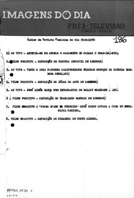 TV Tupi [emissora]. Revista Feminina [programa]. Roteiro [televisivo], 30 set. 1960.