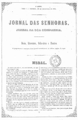 O Jornal das senhoras [jornal], a. 3, t. 5, [s/n]. Rio de Janeiro-RJ, 26 fev. 1854.