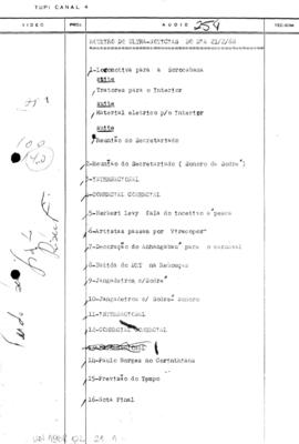TV Tupi [emissora]. Ultra Notícias [programa]. Roteiro [televisivo], 21 fev. 1968.