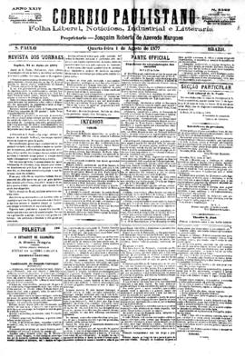 Correio paulistano [jornal], [s/n]. São Paulo-SP, 01 ago. 1877.