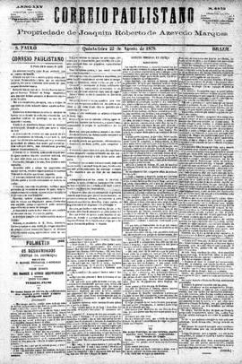 Correio paulistano [jornal], [s/n]. São Paulo-SP, 22 ago. 1878.