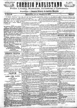 Correio paulistano [jornal], [s/n]. São Paulo-SP, 21 set. 1876.