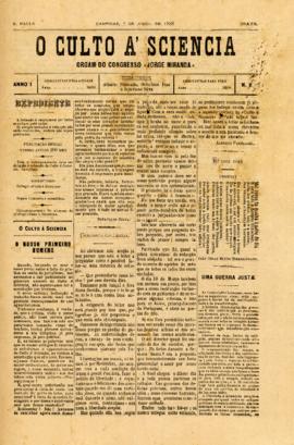 O Culto à sciencia [jornal], a. 1, n. 2. Campinas-SP, 07 abr. 1888.