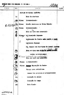 TV Tupi [emissora]. Ultra Notícias [programa]. Roteiro [televisivo], 12 mar. 1970.