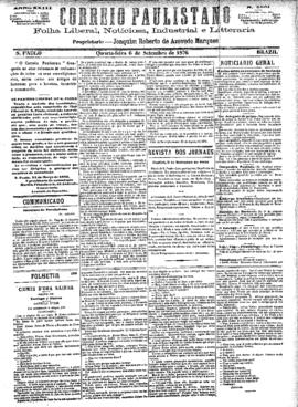 Correio paulistano [jornal], [s/n]. São Paulo-SP, 06 set. 1876.