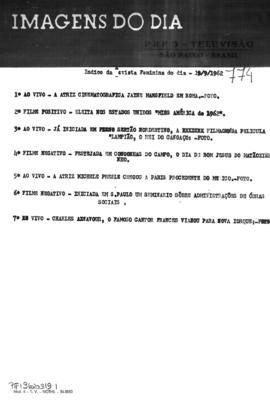 TV Tupi [emissora]. Revista Feminina [programa]. Roteiro [televisivo], 19 set. 1962.