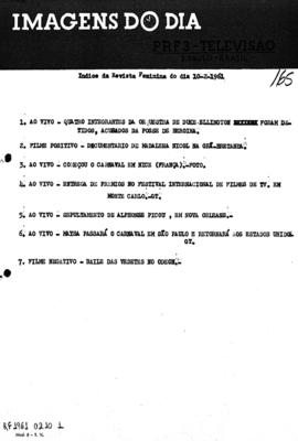 TV Tupi [emissora]. Revista Feminina [programa]. Roteiro [televisivo], 10 fev. 1961.