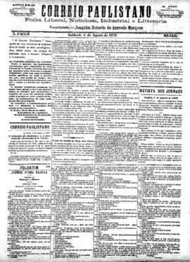 Correio paulistano [jornal], [s/n]. São Paulo-SP, 05 ago. 1876.