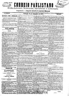 Correio paulistano [jornal], [s/n]. São Paulo-SP, 22 set. 1877.