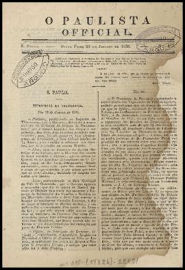 O Paulista official [jornal], n. 137. São Paulo-SP, 22 jan. 1836.