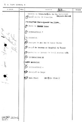 TV Tupi [emissora]. Ultra Notícias [programa]. Roteiro [televisivo], 30 dez. 1968.