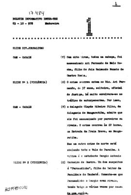 TV Tupi [emissora]. Boletim Informativo [programa]. Roteiro [televisivo], 03 out. 1978.