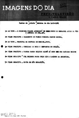 TV Tupi [emissora]. Revista Feminina [programa]. Roteiro [televisivo], 04 out. 1961.