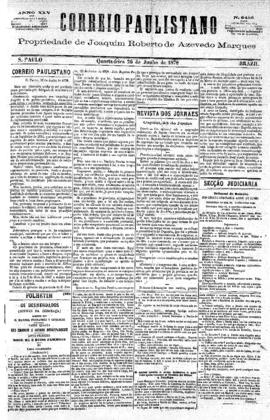 Correio paulistano [jornal], [s/n]. São Paulo-SP, 26 jun. 1878.