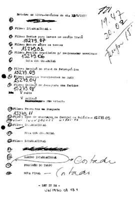 TV Tupi [emissora]. Ultra Notícias [programa]. Roteiro [televisivo], 13 ago. 1970.