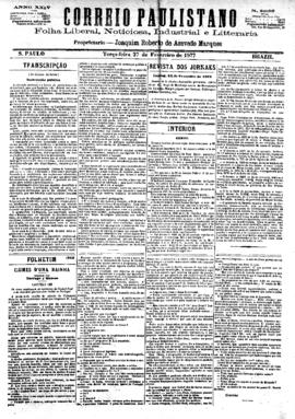 Correio paulistano [jornal], [s/n]. São Paulo-SP, 27 fev. 1877.