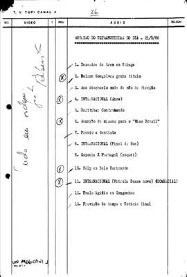 TV Tupi [emissora]. Ultra Notícias [programa]. Roteiro [televisivo], 21 mai. 1966.