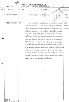 TV Tupi [emissora]. Diário de São Paulo na T.V. [programa]. Roteiro [televisivo], data não determinada.