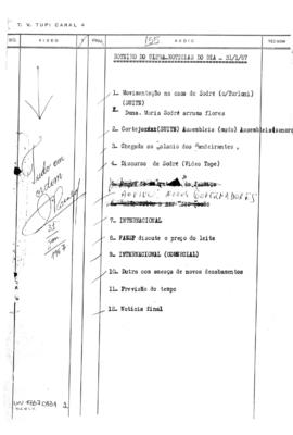 TV Tupi [emissora]. Ultra Notícias [programa]. Roteiro [televisivo], 31 jan. 1967.