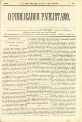 O Publicador paulistano [jornal], n. 86. São Paulo-SP, 02 jun. 1858.