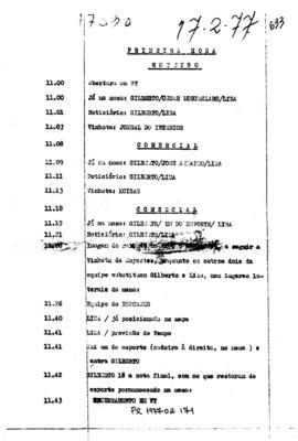 TV Tupi [emissora]. Primeira Edição [programa]. Roteiro [televisivo], 17 fev. 1977.