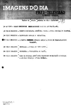 TV Tupi [emissora]. Revista Feminina [programa]. Roteiro [televisivo], 15 mai. 1962.