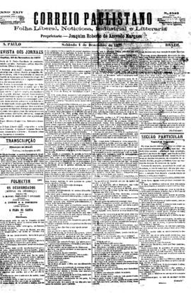 Correio paulistano [jornal], [s/n]. São Paulo-SP, 01 dez. 1877.