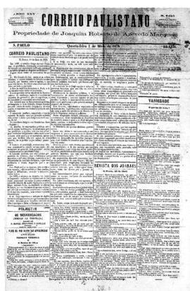 Correio paulistano [jornal], [s/n]. São Paulo-SP, 01 mai. 1878.