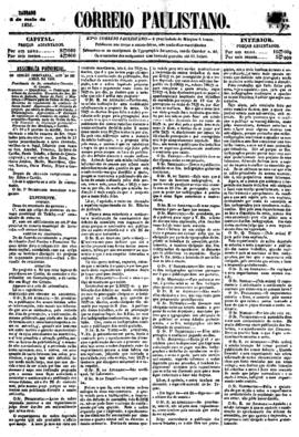Correio paulistano [jornal], [s/n]. São Paulo-SP, 03 mai. 1856.