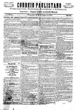 Correio paulistano [jornal], [s/n]. São Paulo-SP, 20 nov. 1877.