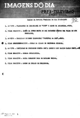 TV Tupi [emissora]. Revista Feminina [programa]. Roteiro [televisivo], 27 out. 1960.