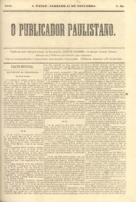 O Publicador paulistano [jornal], n. 30. São Paulo-SP, 14 nov. 1857.